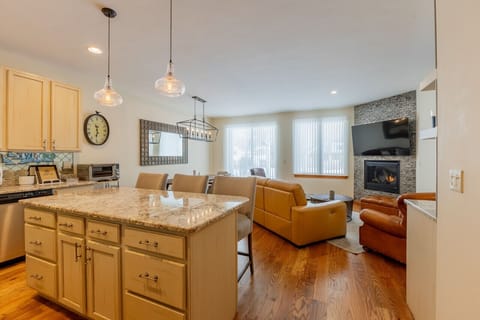 Fireplace, 65` TV, Bar Area