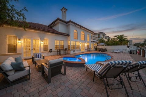 Heated pool, and upscale outdoor furniture, make this a great place to relax