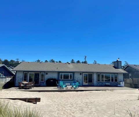 Large patio that runs length of the house. 