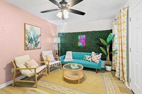 Living Room: A bright and vibrant space with stylish decor, perfect for relaxation and fun gatherings!