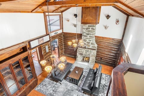 Open-Concept Living Room with Skylights