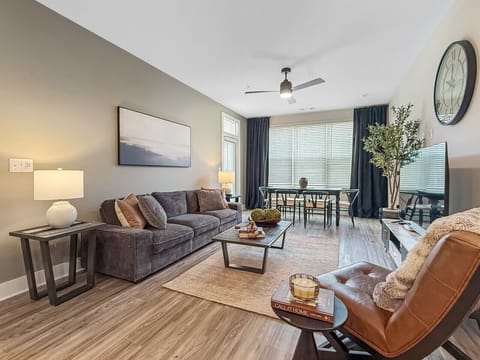 Living Room into Dining Area, And door out to the Patio