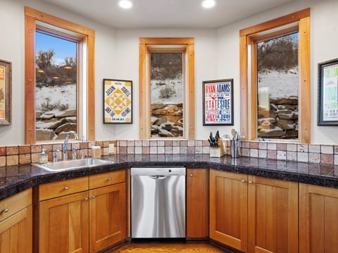 Multiple sinks and two dishwashers make cooking and clean-up a breeze