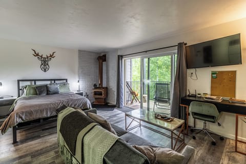 Ski Studio with Double Bed, Futon, Fireplace, Deck