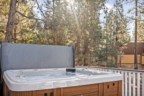 Brand new hot tub out on the deck.