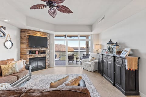 Living room overlooking lake