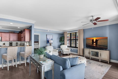 Enjoy a movie on the flat screen TV