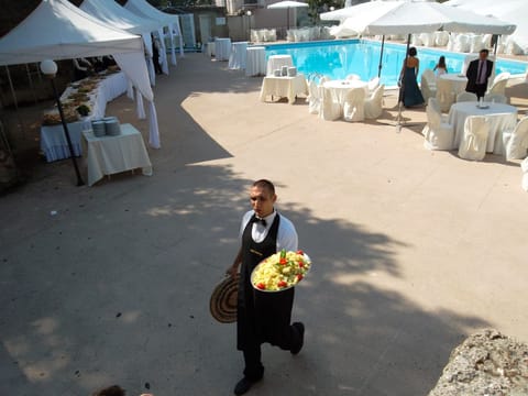 Outdoor banquet area