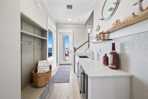 Joy By The Sea | Entry Hallway Wet Bar | Ice Maker | Wine Cooler