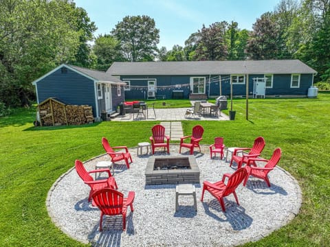 Large Fire Pit Seating with Wood Provided