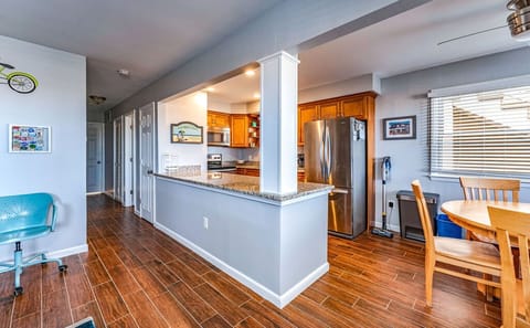 View of the kitchen area and dining area
