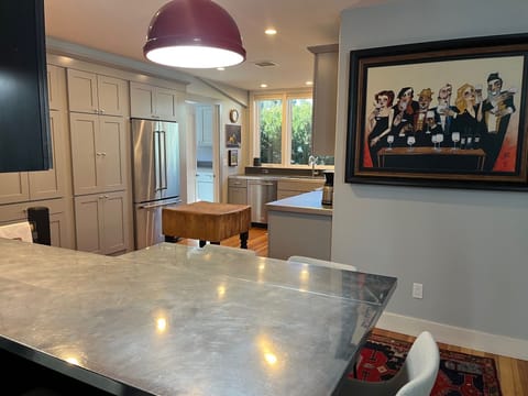 View of kitchen from eating peninsula