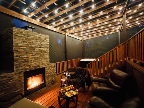 Cozy Deck Evenings: Relax under the stars with a crackling fireplace.