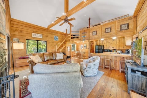 Stairs to Loft with twin Beds, please note, angle of ceiling