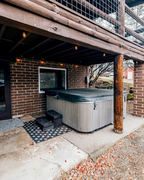 The hot tub is ready to go on your arrival.