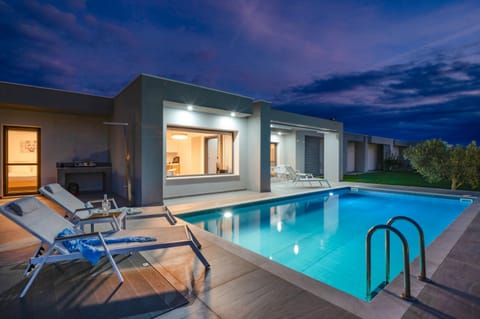 Pool patio after sunset