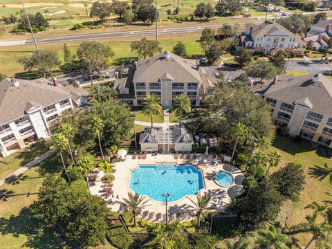 Aerial resort pool and grounds, steps from your  building (shared amenity).