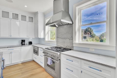 Sleek stainless steel appliances.