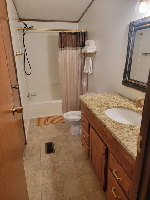 Hair dryer toilet paper wash rags soap