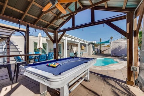 pool table in the shaded cabana