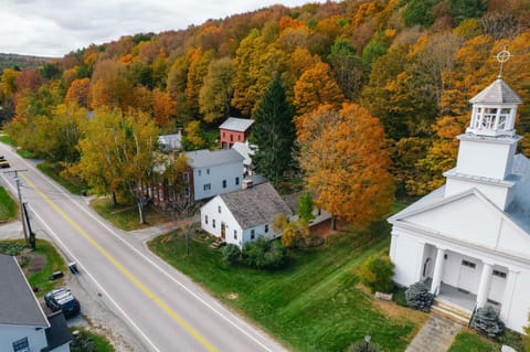 Aerial View of South Woodstock Village in Fall