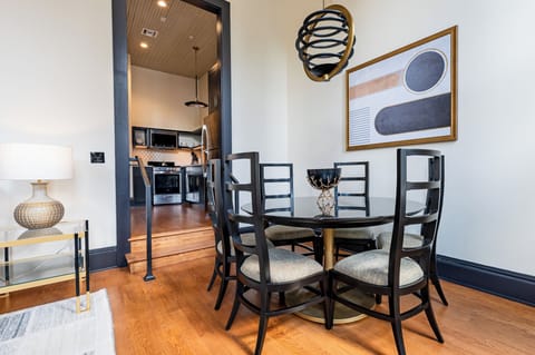 Dining area with seating for six overlooking Canal Street.