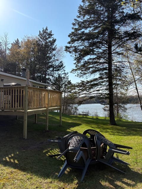 Outdoor fire pit area next to the new deck.