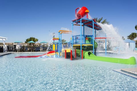 Resort pool with slides made for kids