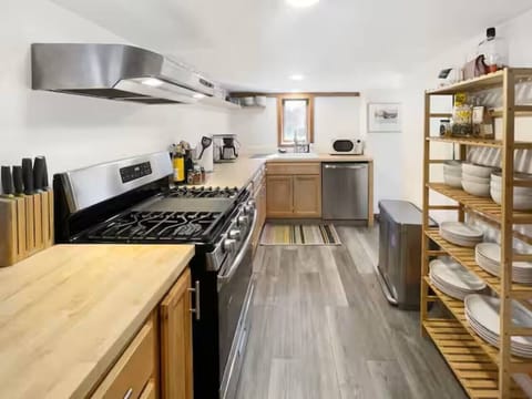 The kitchen comes fully equipped with all the essentials for your stay.