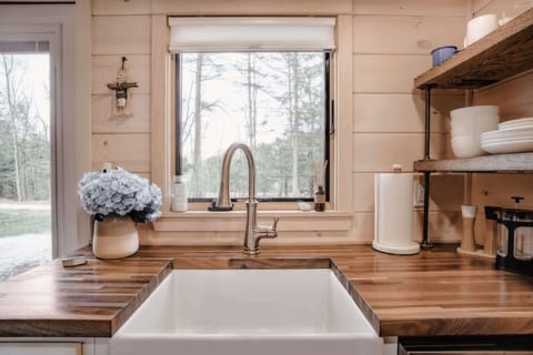Custom butcher-block countertops.
