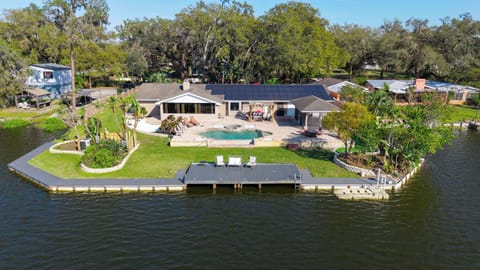 Aerial View of Property. Beautiful Backyard