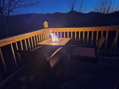 Enjoy the fire table on the wrap-around deck. 
