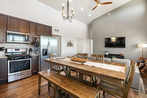 Kitchen is stocked with dinnerware, cookware, utensils, kids` dishes, and more. We have a regular coffee pot and keurig pod coffee maker.