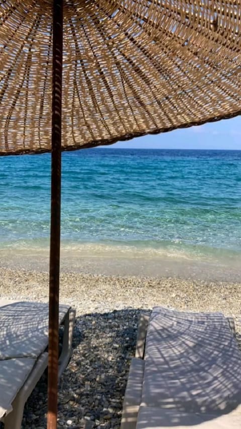 Sun loungers, beach umbrellas