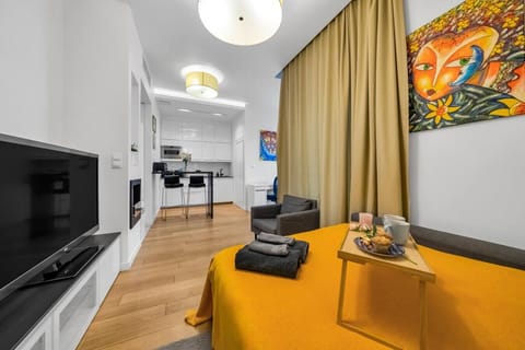 Bedroom with Full Sofa Bed and Big LG TV | Book Now with RENTUJEMY.COM
