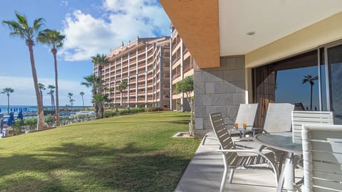 Views from the the patio are terrific, and you can easily access the pools and swim up bar from here.
