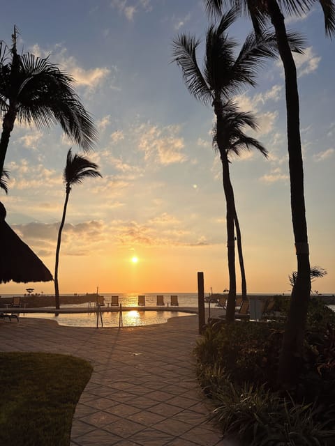 view form teh BBQ grill at sunset