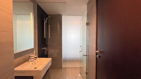 Studio | Bathroom | Shower, towels, soap, shampoo