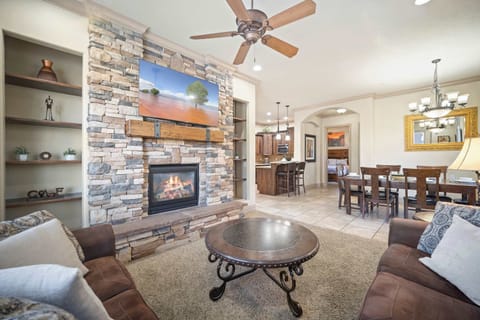 Curl up in the chic living room & stream your favorites on the smart TV