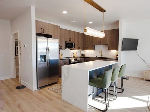 Deluxe Apartment, City View | Private kitchen