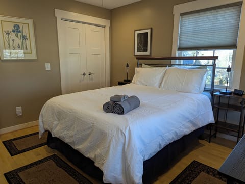 Primary bedroom with Queen bed & nightstands with extra USB ports.
