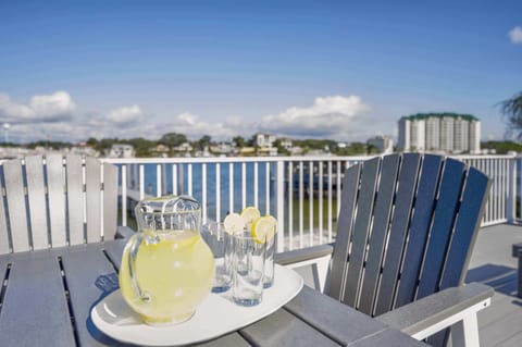 Lounge the day away or dine alfresco with water views on the deck 