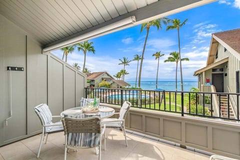 Enjoy your morning coffee or evening cocktails on this spacious lanai overlooking the sparkling blue waters