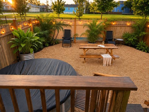 Enjoy a rejuvenating float on in the 8-ft cowboy pool—filtered, chlorinated, towels provided!