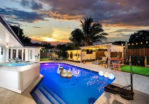 Looking for the perfect Villa to keep your family cool all summer long? Look no further than our amazing backyard pool! Our home features lounge cabanas, BBQ, minigolf and basketball court to keep everyone entertained.