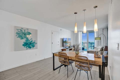 Open space living room and dining area