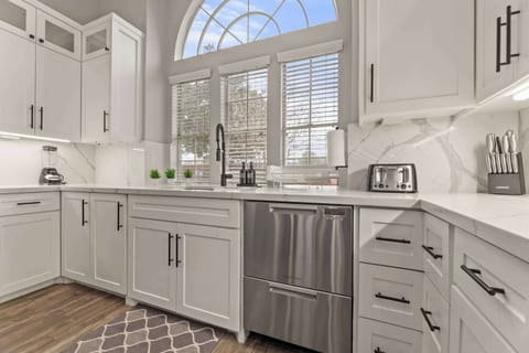 Fully equipped kitchen dishwasher.