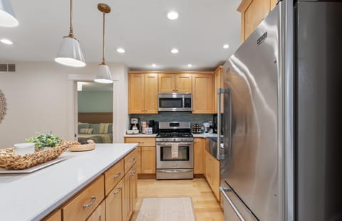 The fridge has a Brita water pitcher.