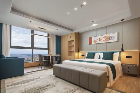 City Room | Premium bedding, Select Comfort beds, desk, laptop workspace