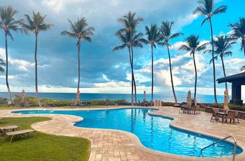 Main Heated Pool by the beach.  Outdoor pavilion and bbq.